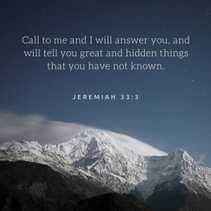 Call to me and I will answer you, and will tell you great and hidden things that you have not known.-2